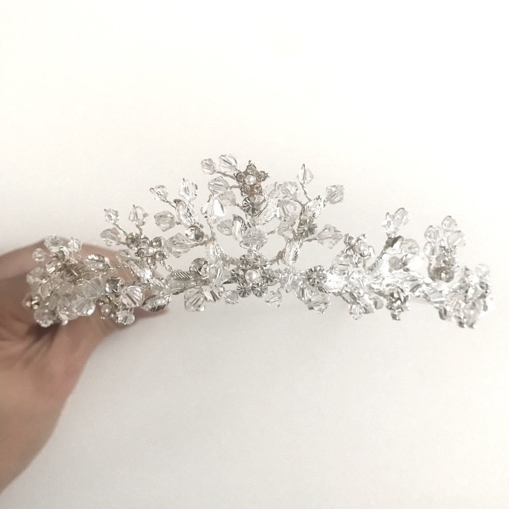 David’s Bridal Silver-Toned Flowers Wedding Tiara